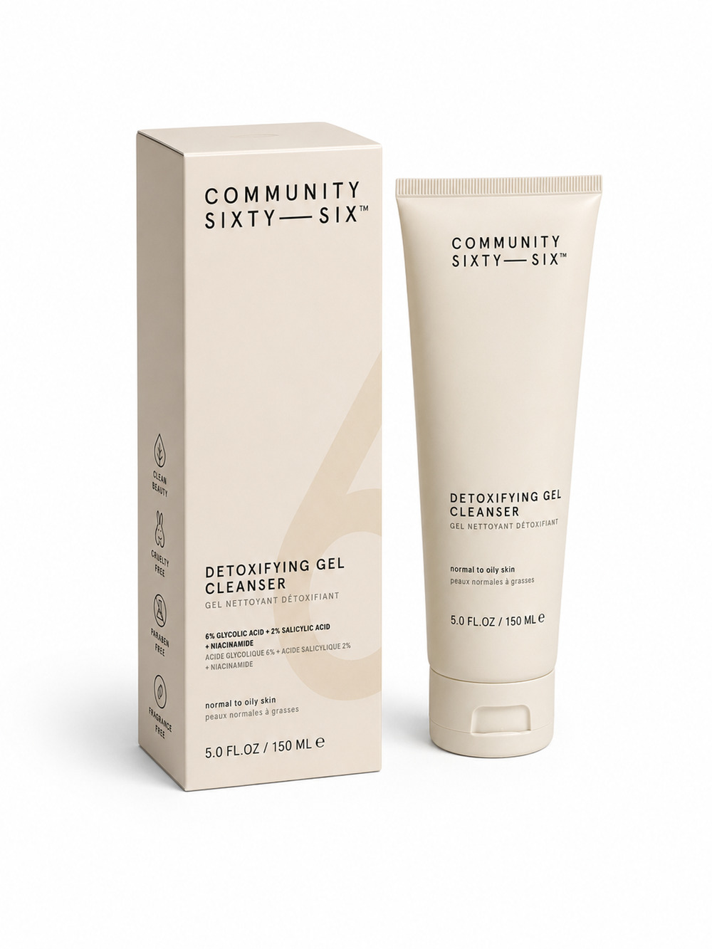 Community Sixty-Six Detoxifying Gel Cleanser 150ml / 5.0 fl oz New
